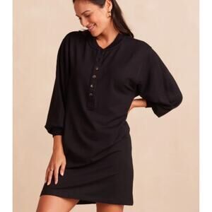 Summersalt Women's Softest French Terry Henley Dress 1XL Sea Urchin Black